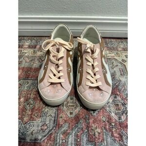 Gamin Pink Brown Suede Western Star Rhinestone Glitter Sneakers 37 300156GM